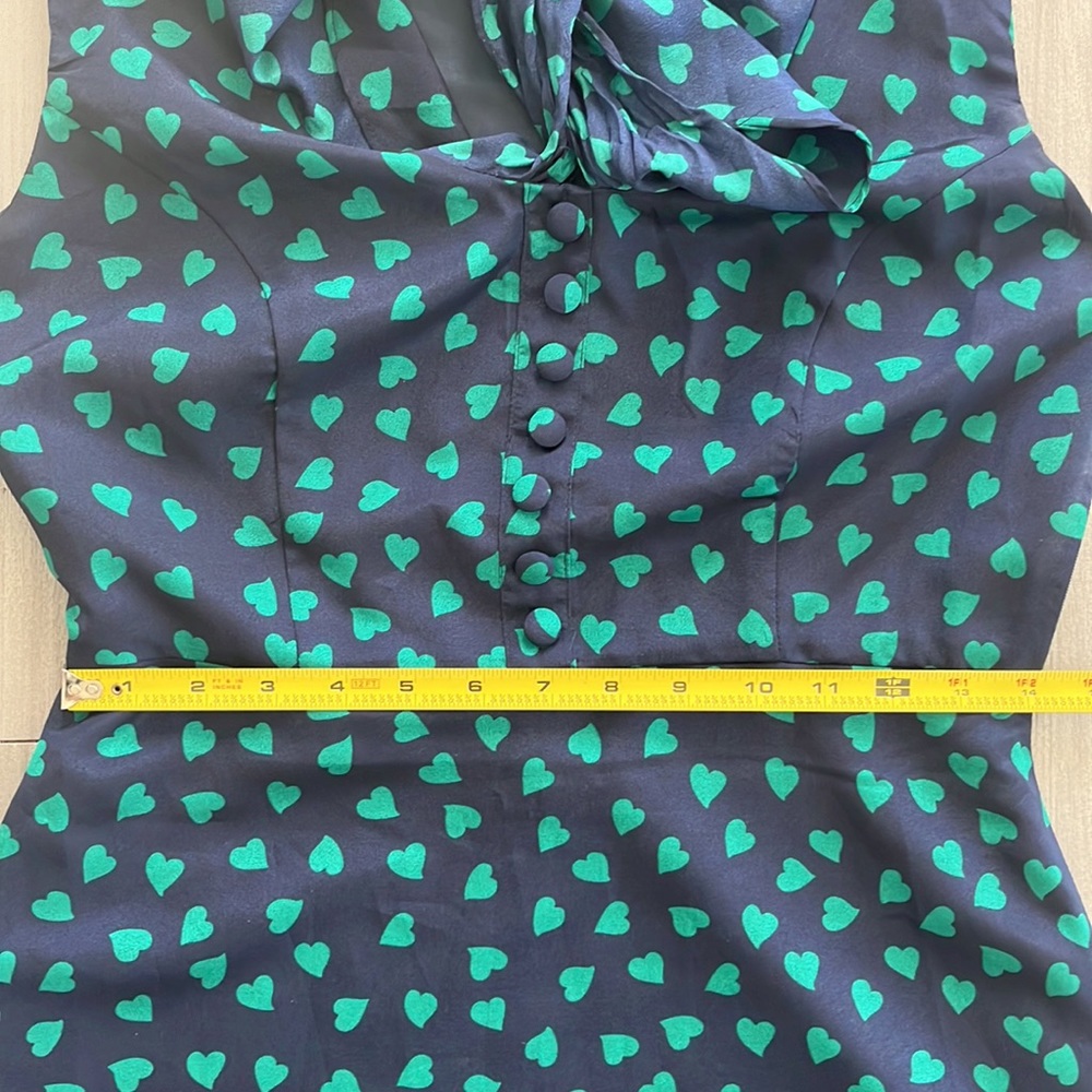 Forever 21 XXI Boutique Hearts Sleeveless Dress Navy Blue Green Size M - Picture 16 of 16